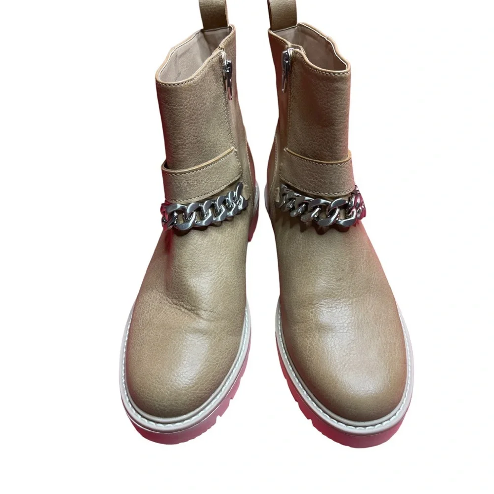 Dolce Vida Paulie Buckle & Chain Strap Biker Boots Sz 9 - Picture 1 of 7